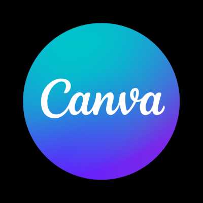 Logo de Canva en fondo degradado azul y morado.
